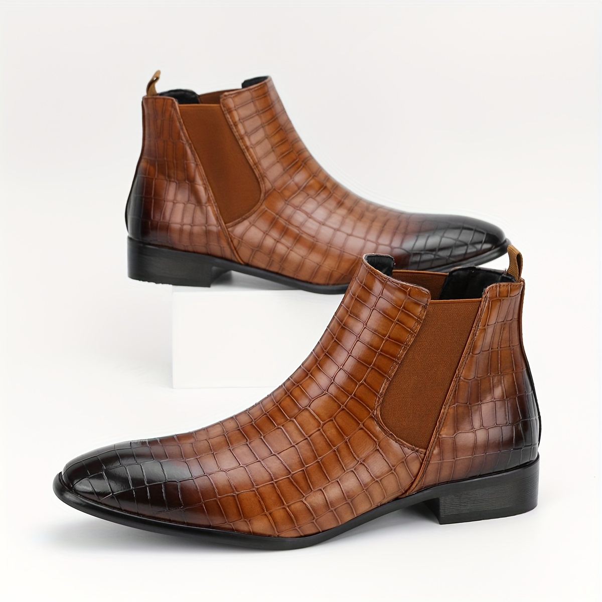 mens fashion pointed toe chelsea boots versatile anti skid slip on ankle boots for outdoor spring and autumn details 7