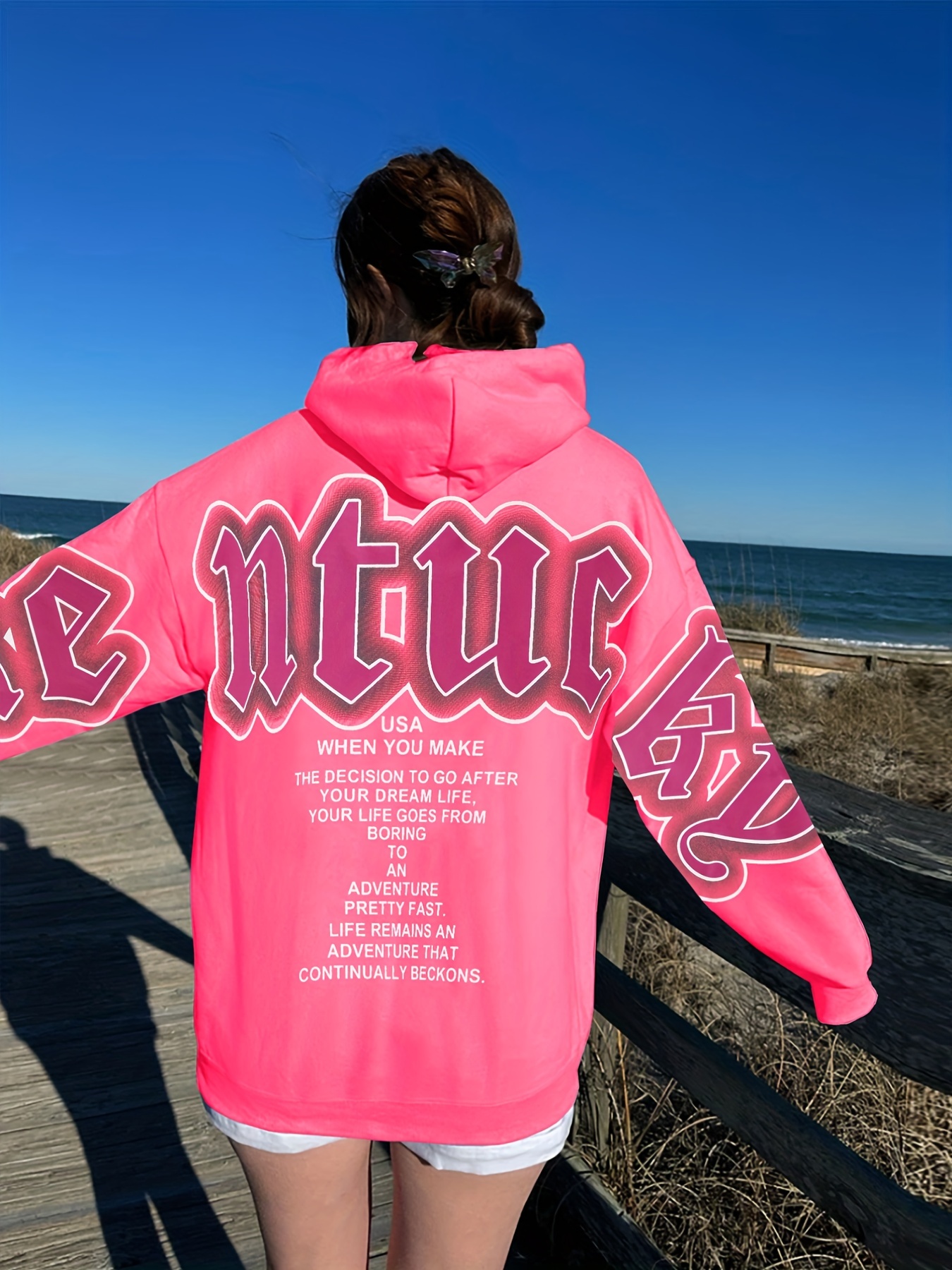 letter print loose hoodie casual long sleeve hoodies sweatshirt womens clothing details 16