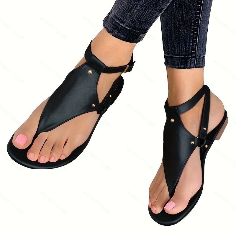 womens flat thong sandals roman style open toe buckle strap shoes casual slingback sandals details 2