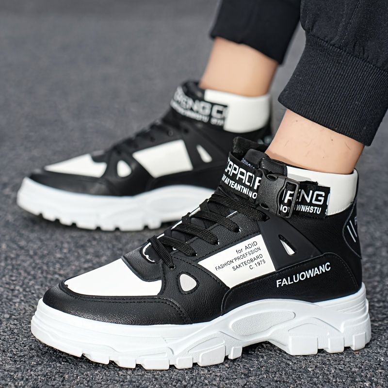 mens trendy work boots windproof anti skid high top lace up shoes with thick sole for outdoor walking running hiking autumn and winter details 3