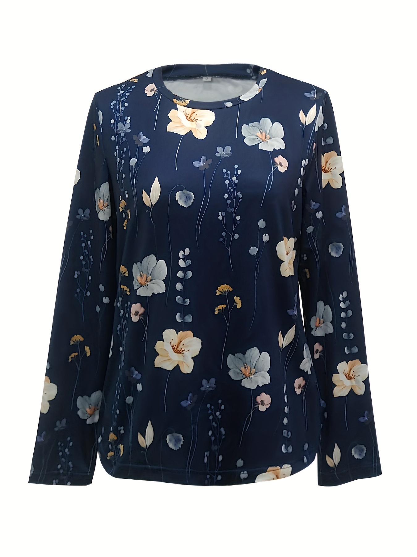 floral print sweatshirt casual long sleeve crew neck sweatshirt for spring fall womens clothing details 7