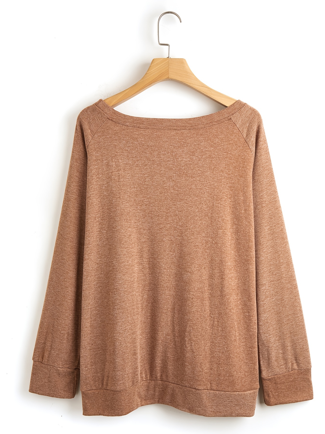 solid pullover sweatshirt long sleeve crew neck sweatshirt casual tops for fall winter womens clothing details 7