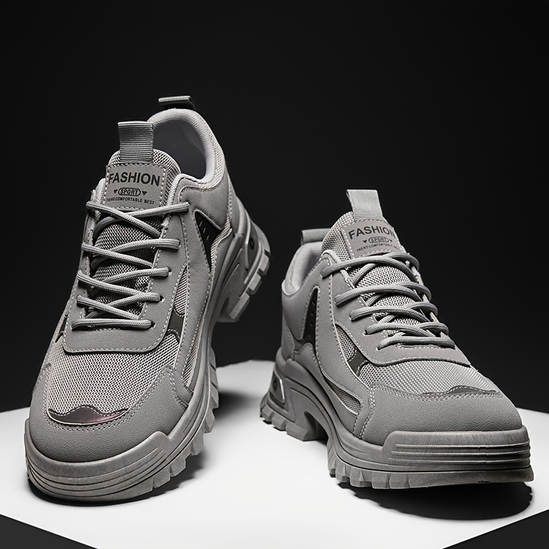 mens casual sneakers with pu leather uppers wear resistant ati skid lace up shoes for outdoor daily details 7