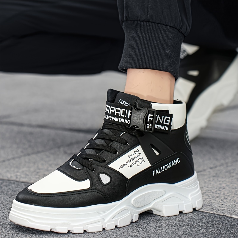 mens trendy work boots windproof anti skid high top lace up shoes with thick sole for outdoor walking running hiking autumn and winter details 1