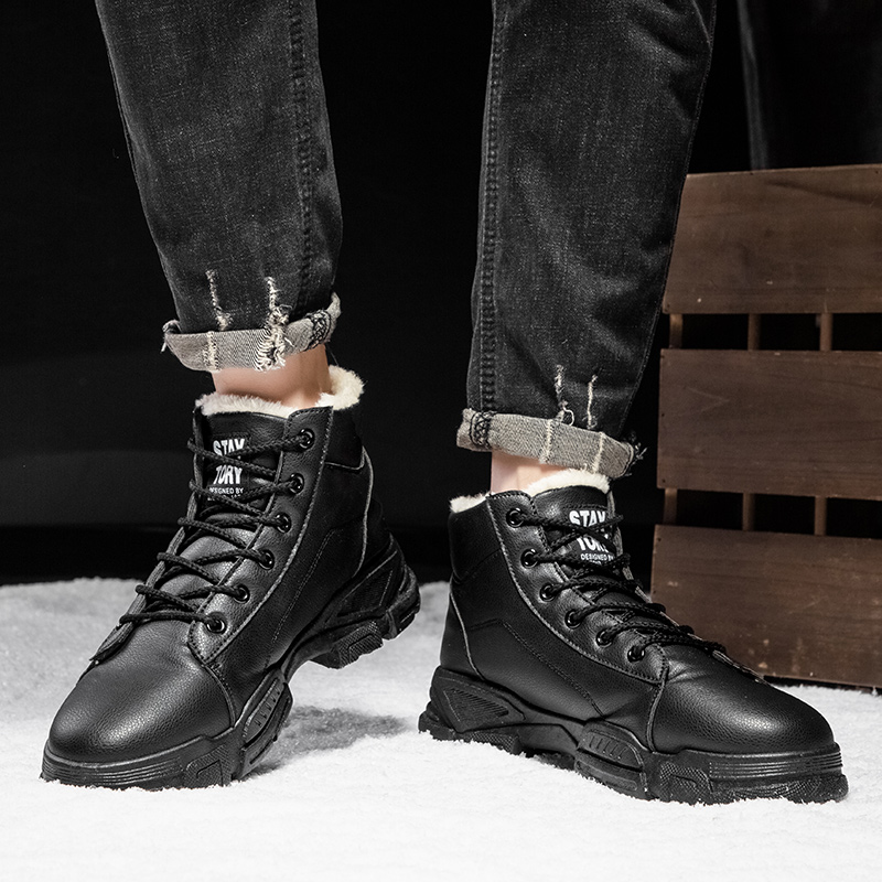 mens comfortable warm lace up boots snow boots autumn winter details 5
