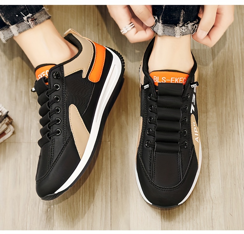 mens trendy versatile sneakers casual durable slip resistant comfy lace up sneakers for outdoor activities details 1