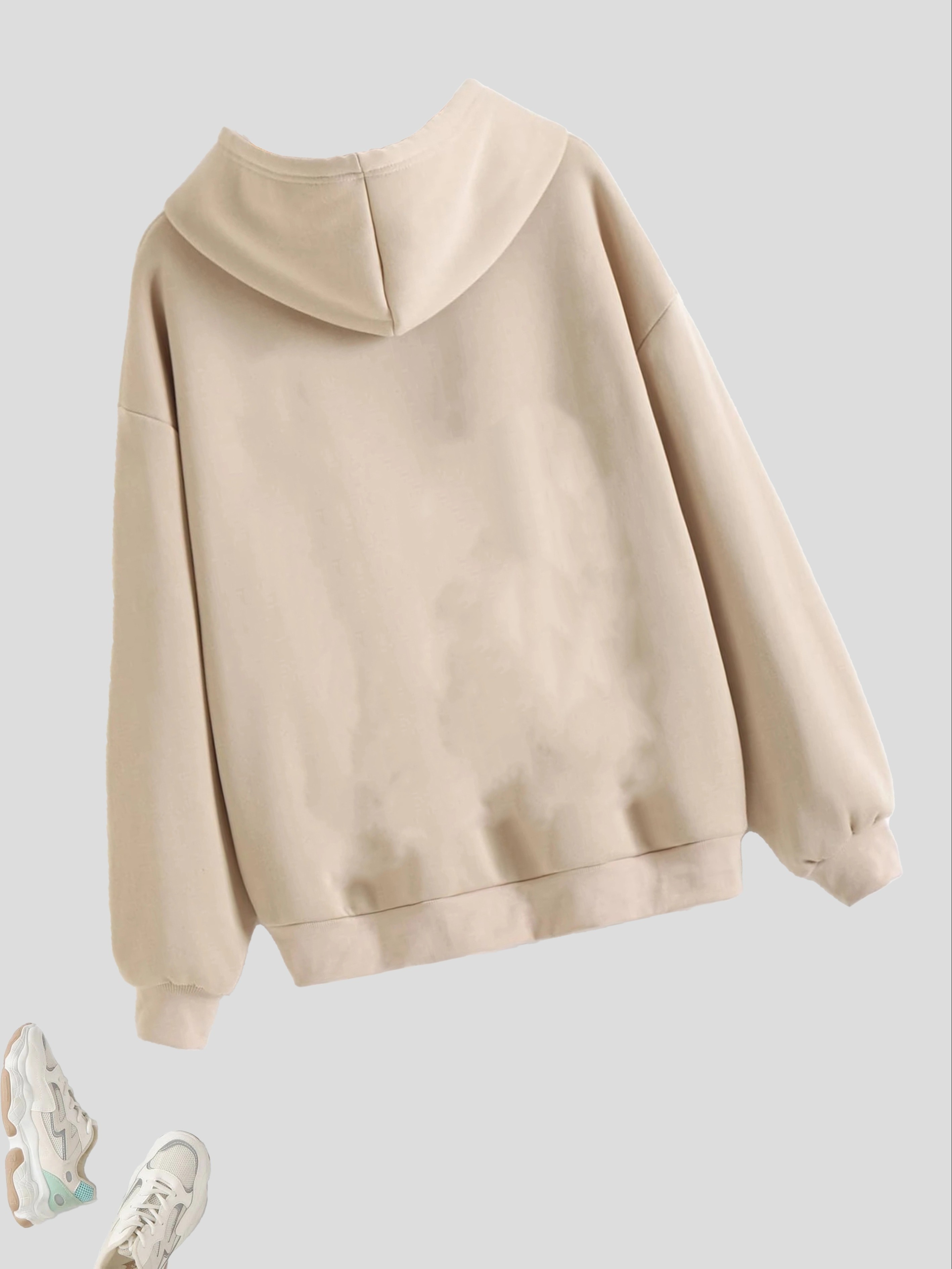 solid zip up hoodie casual long sleeve drawstring hoodies sweatshirt womens clothing details 9