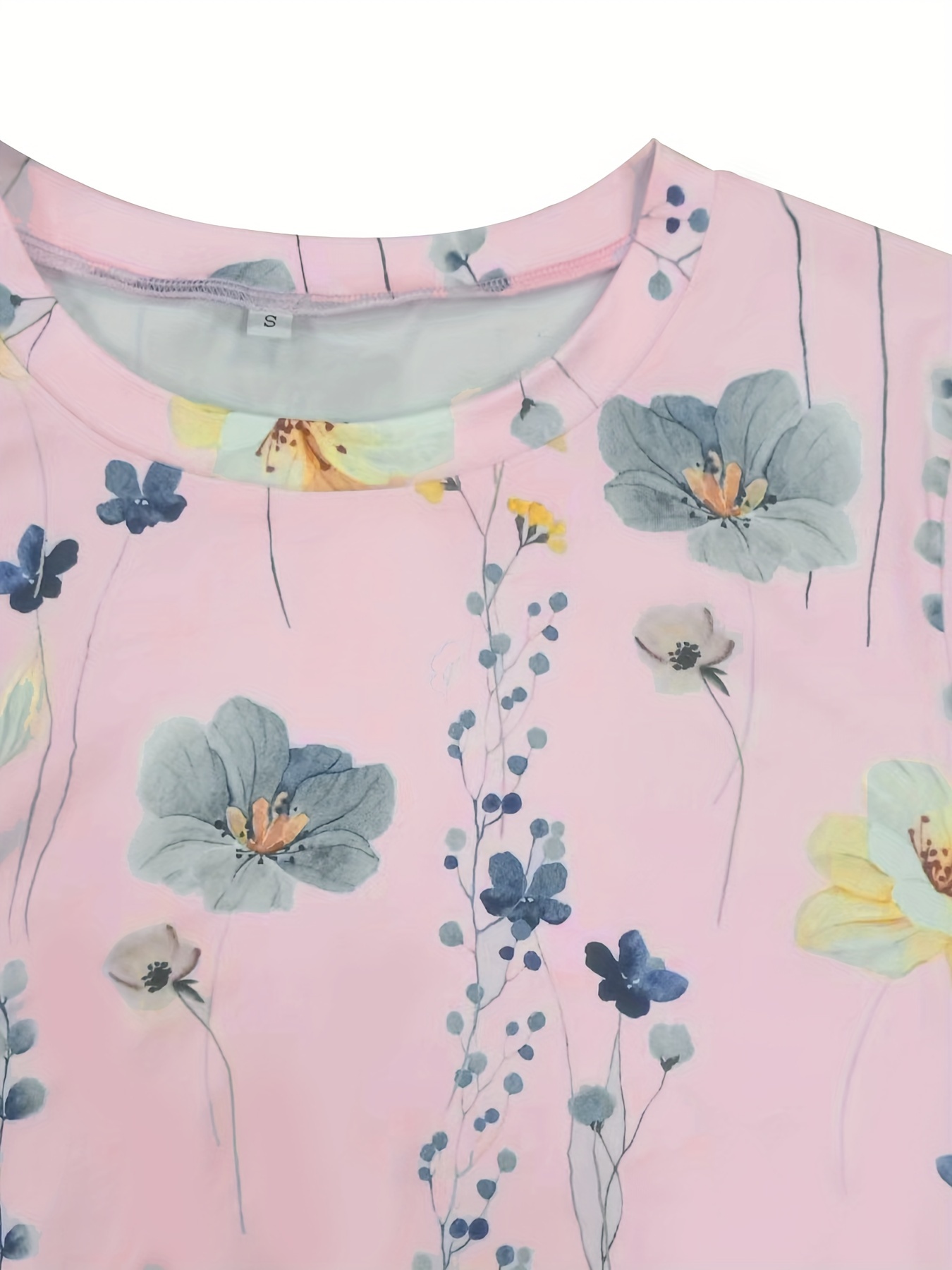 floral print sweatshirt casual long sleeve crew neck sweatshirt for spring fall womens clothing details 28