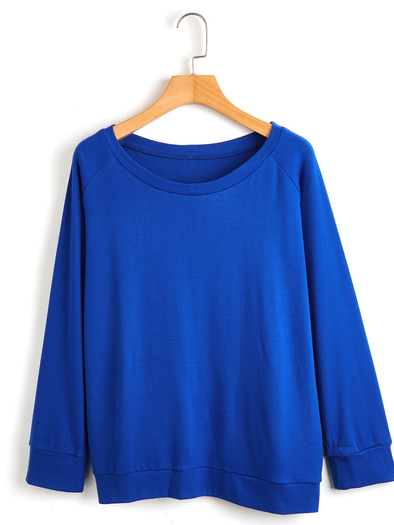 solid pullover sweatshirt long sleeve crew neck sweatshirt casual tops for fall winter womens clothing details 21