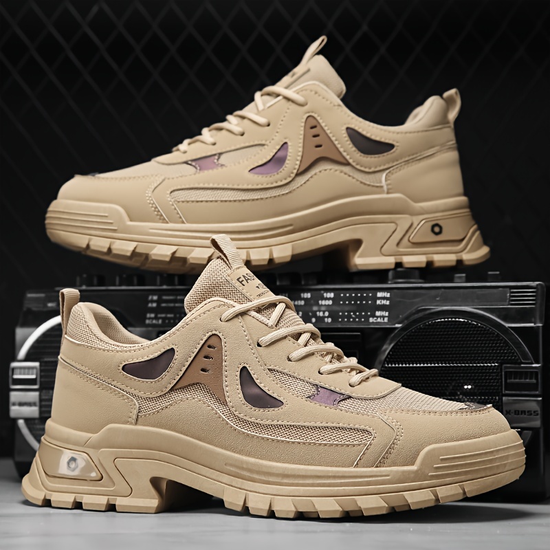 mens casual sneakers with pu leather uppers wear resistant ati skid lace up shoes for outdoor daily details 0