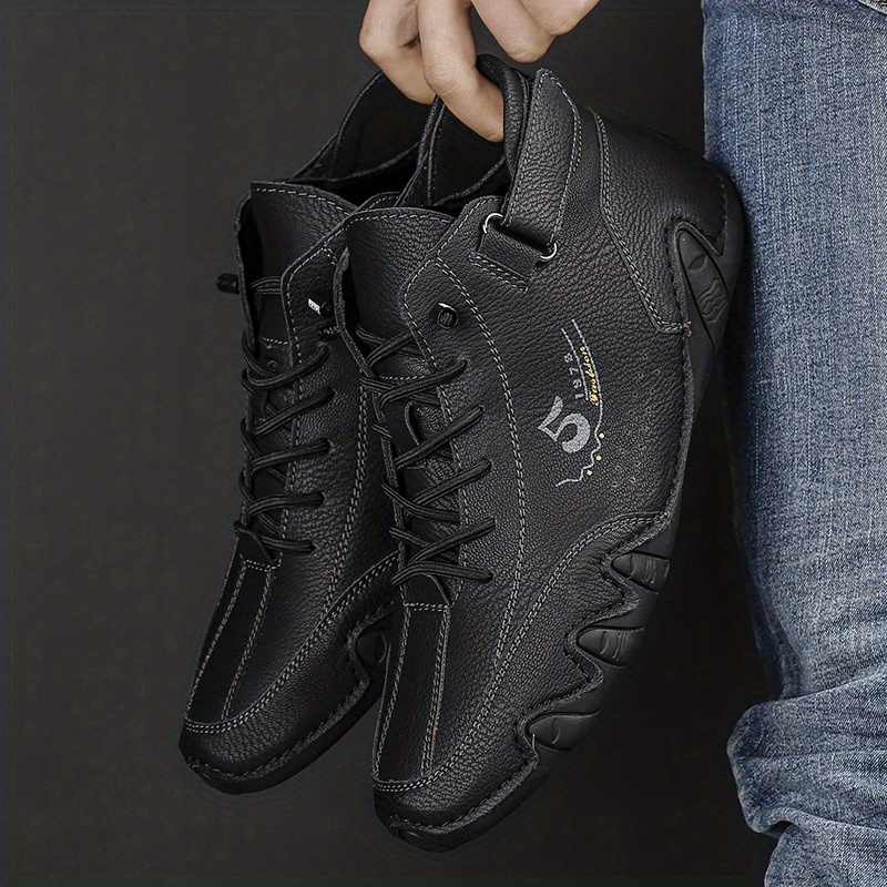 mens lace up ankle boots casual walking shoes with embossed numbers details 0