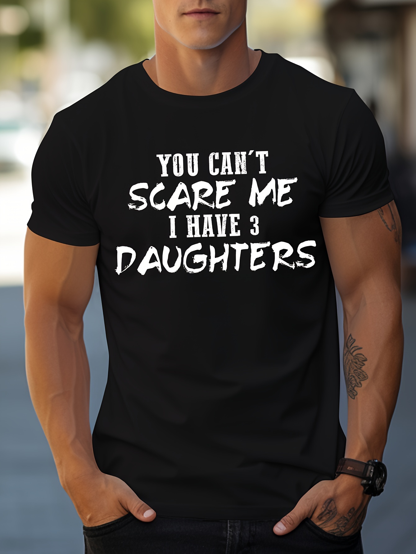tees for men i have 3 daughters print t shirt casual short sleeve tshirt for summer spring fall tops as gifts details 0