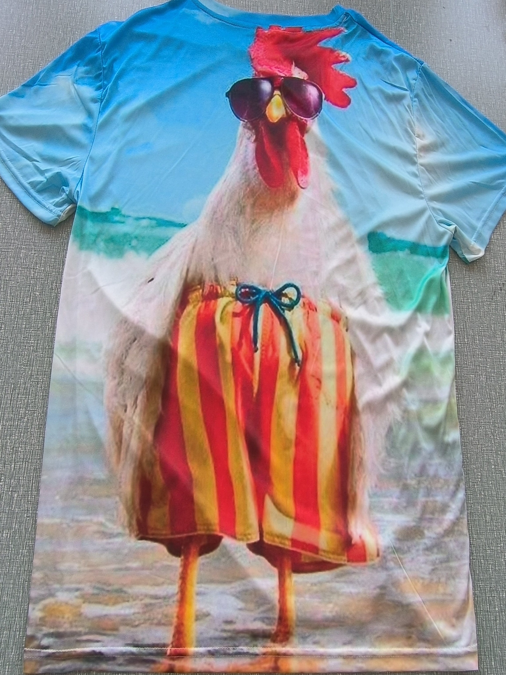 funny 3d chicken print mens graphic design crew neck novel t shirt casual comfy tees tshirts for summer mens clothing tops for daily vacation resorts details 0