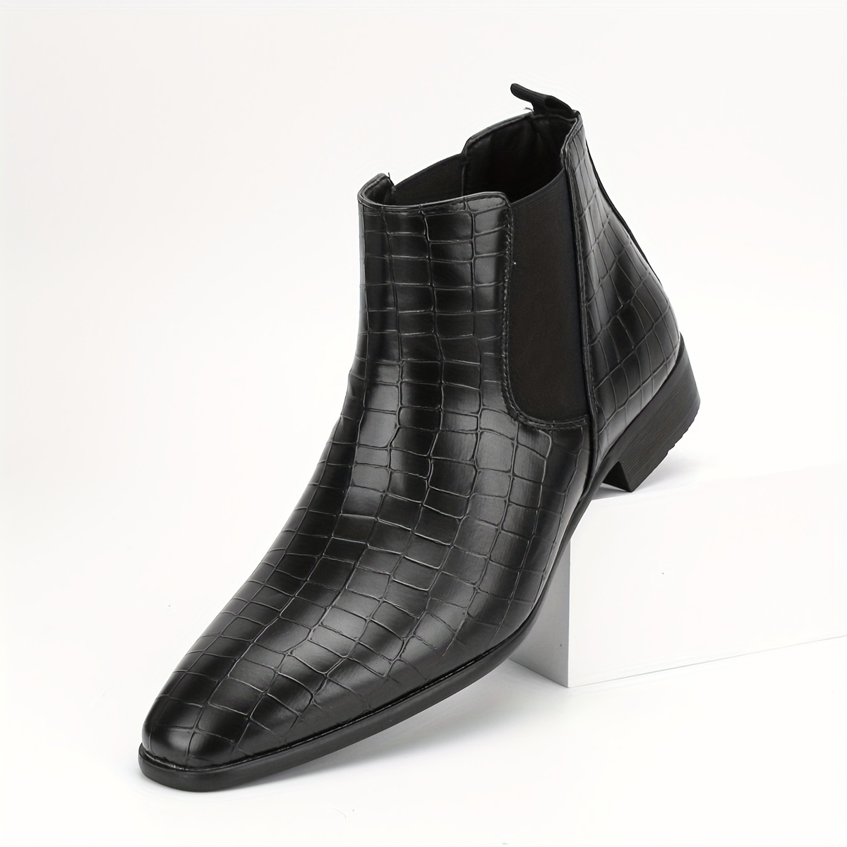 mens fashion pointed toe chelsea boots versatile anti skid slip on ankle boots for outdoor spring and autumn details 0