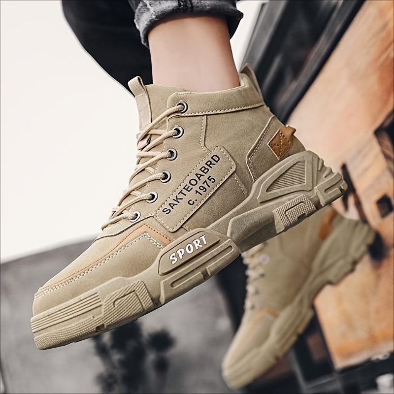 mens sturdy work boots lace up boots comfortable and breathable shoes sneakers details 0