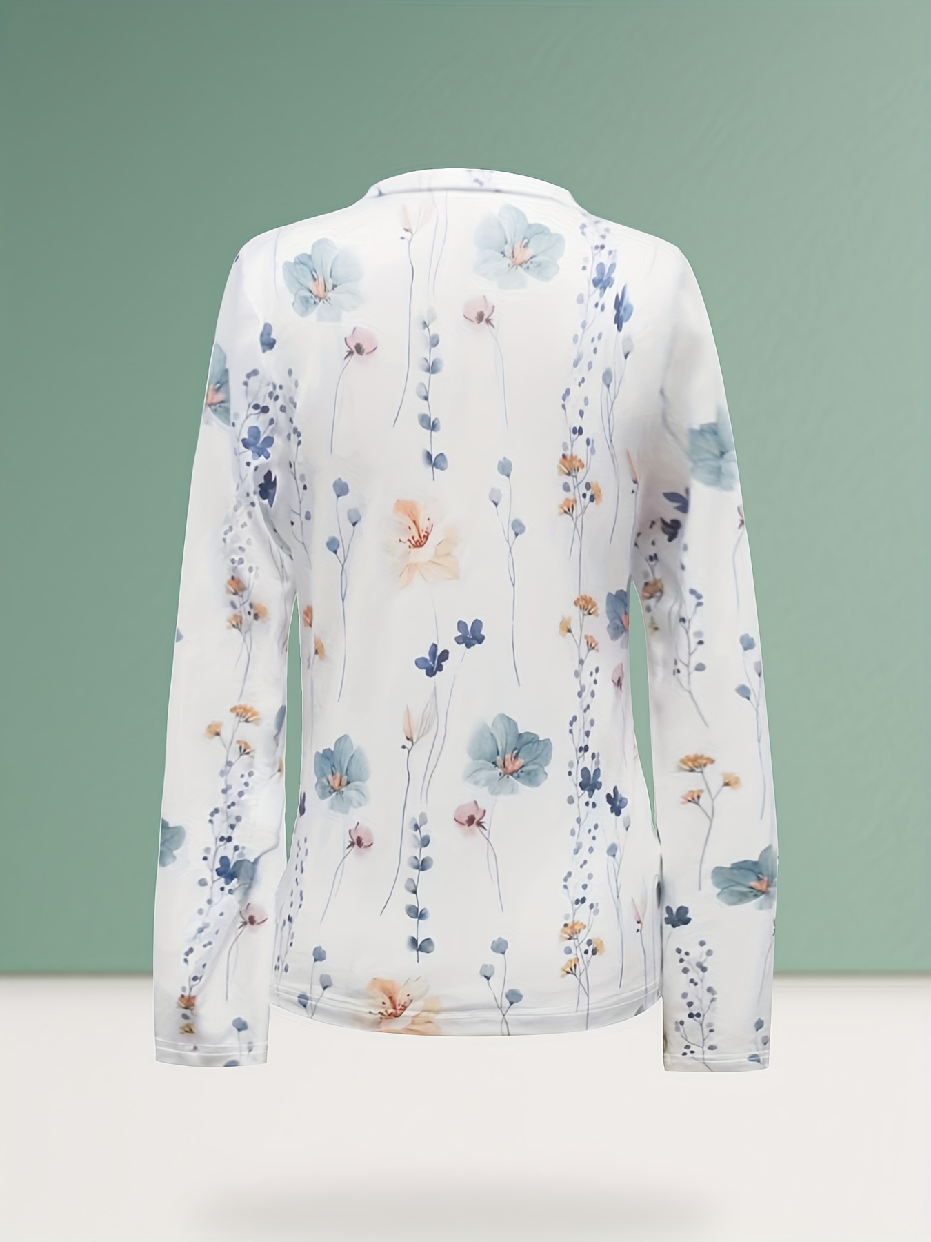 floral print sweatshirt casual long sleeve crew neck sweatshirt for spring fall womens clothing details 21