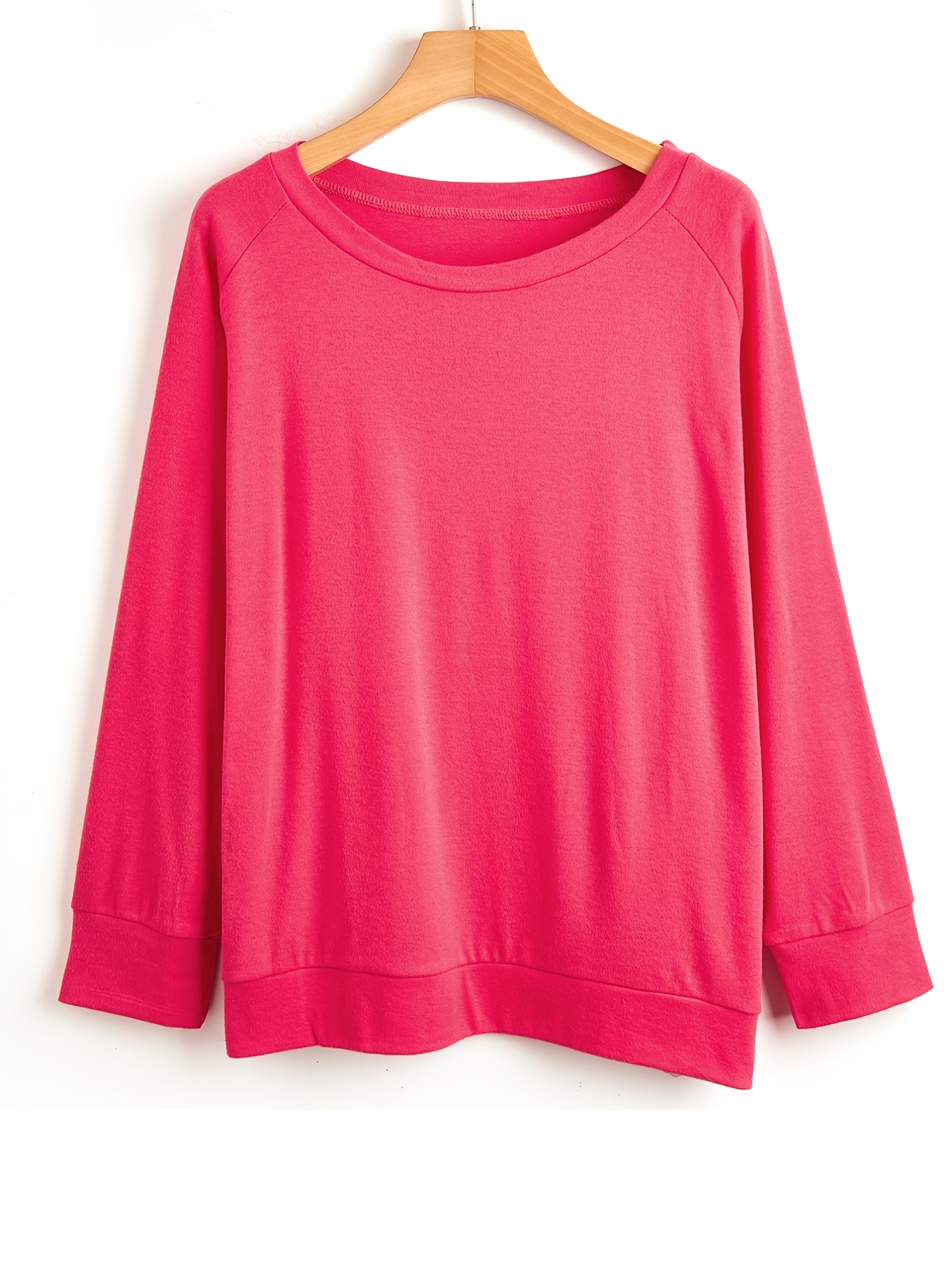 solid pullover sweatshirt long sleeve crew neck sweatshirt casual tops for fall winter womens clothing details 11