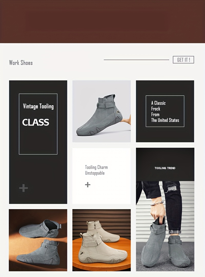 mens leather boots with zippers casual walking shoes high top sneakers details 1