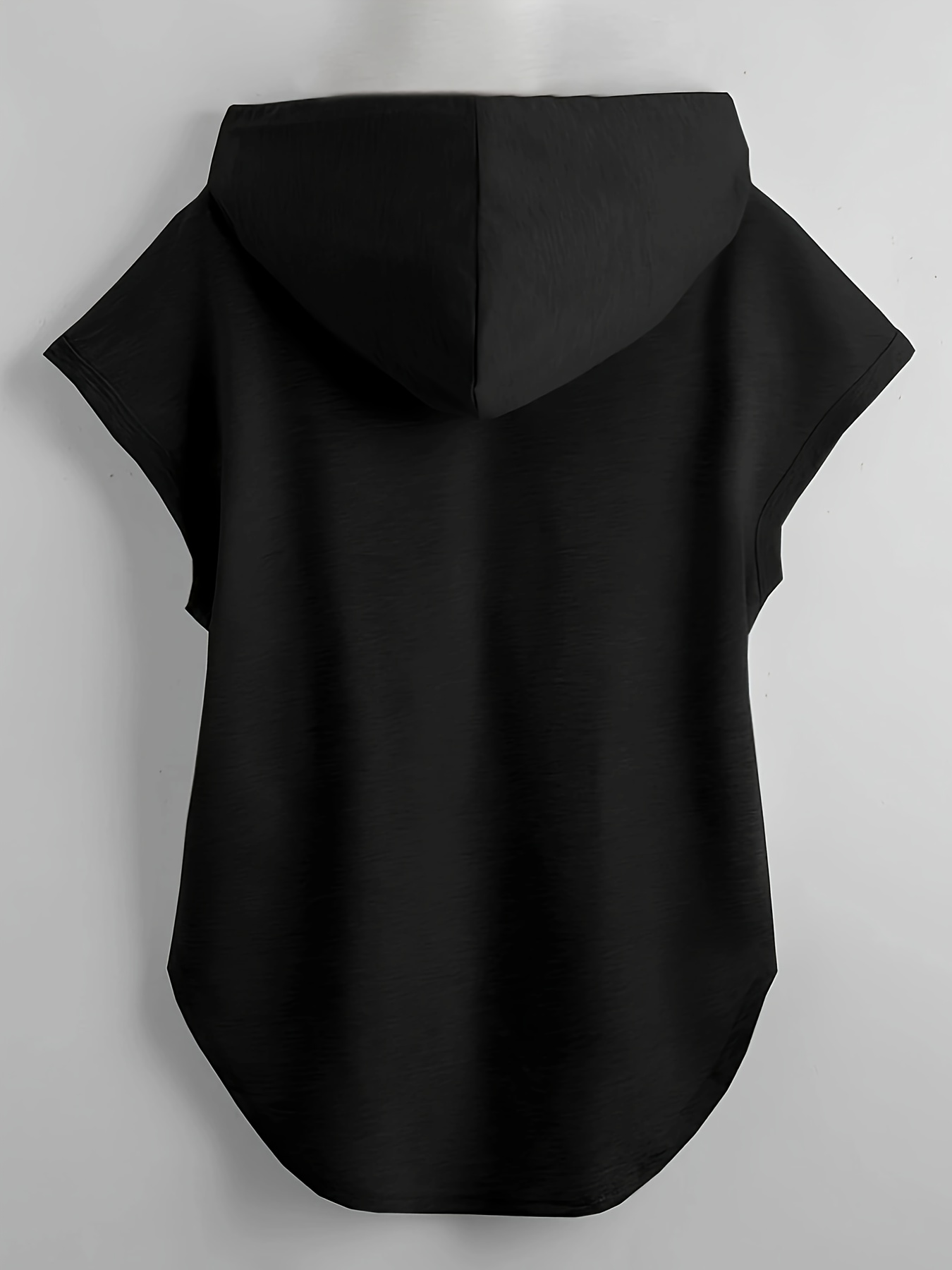 high low hem hoodie casual solid drawstring hoodies sweatshirt womens clothing details 0