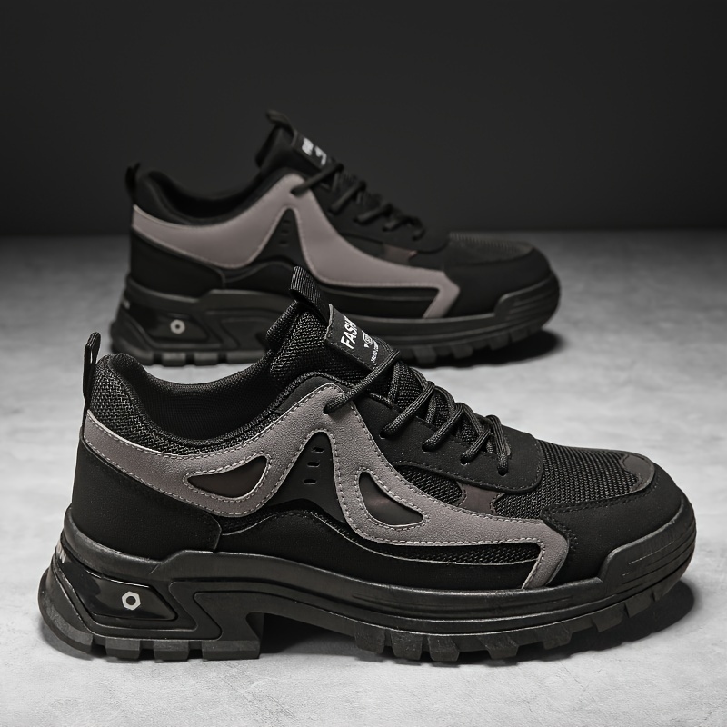 mens casual sneakers with pu leather uppers wear resistant ati skid lace up shoes for outdoor daily details 5