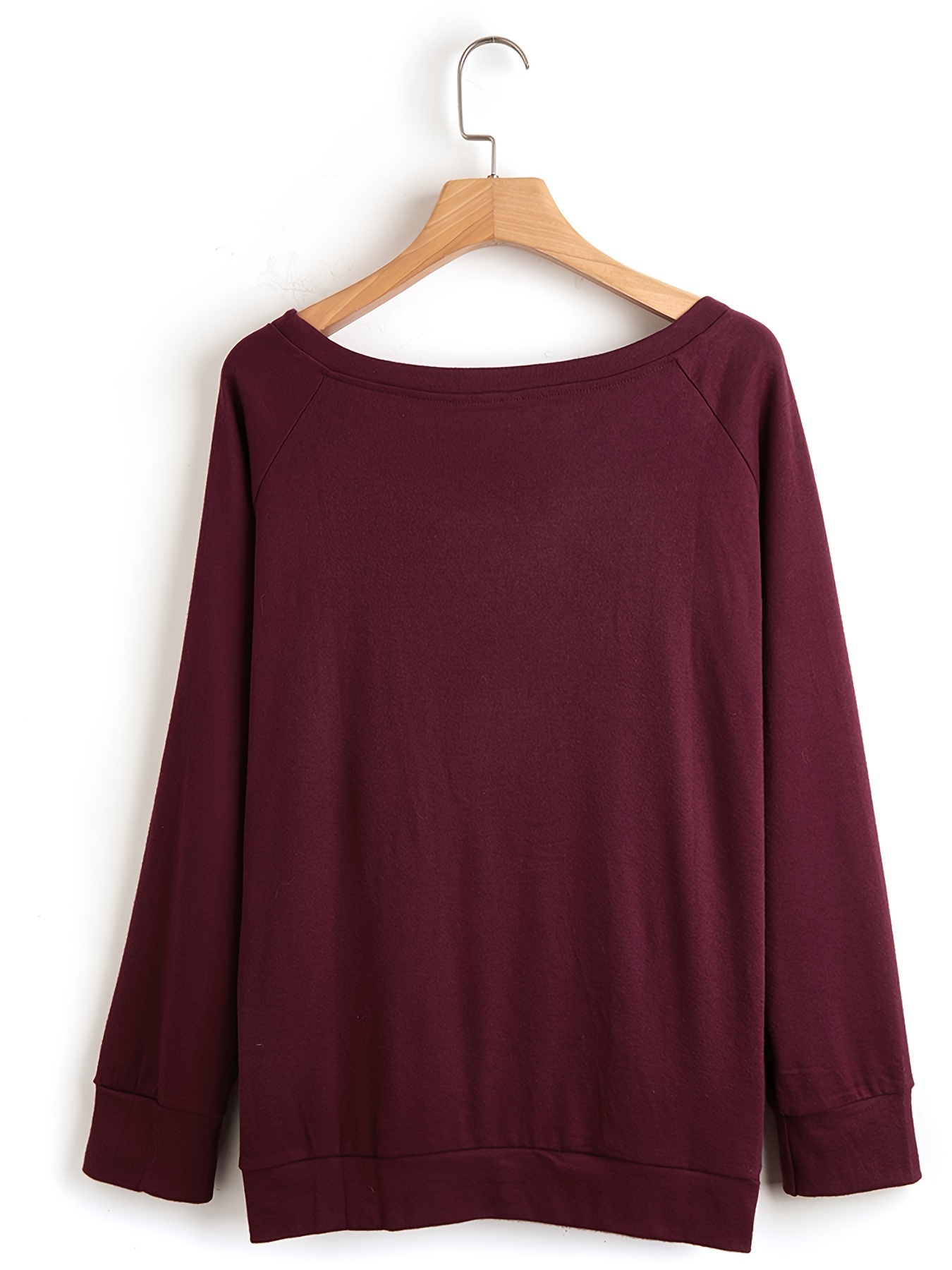 solid pullover sweatshirt long sleeve crew neck sweatshirt casual tops for fall winter womens clothing details 1