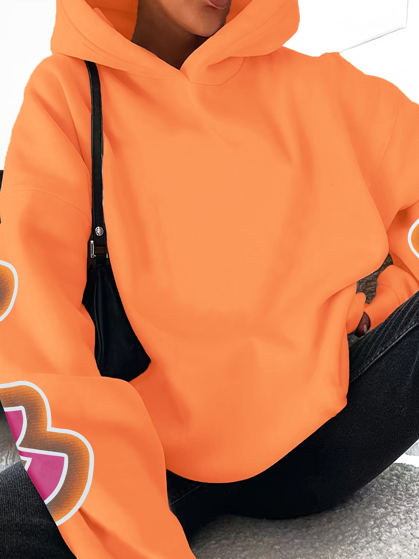 letter print loose hoodie casual long sleeve hoodies sweatshirt womens clothing details 11