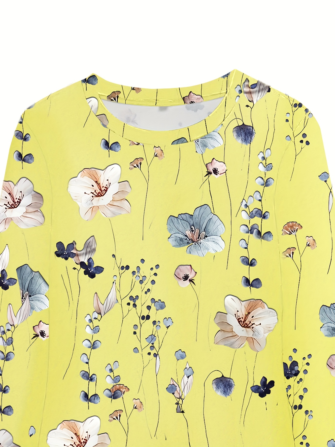 floral print sweatshirt casual long sleeve crew neck sweatshirt for spring fall womens clothing details 33