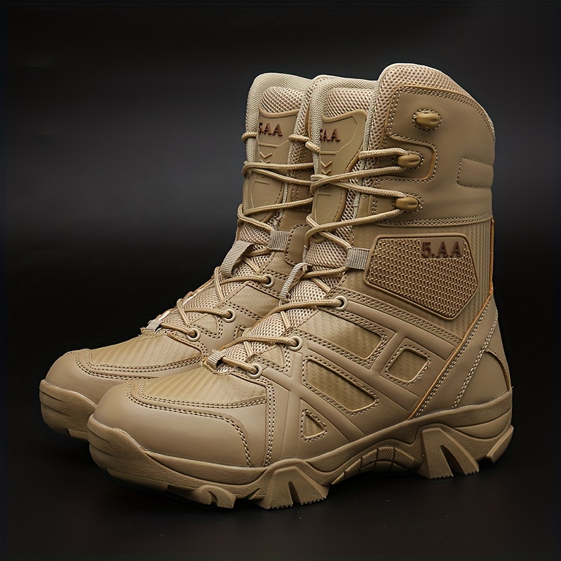 mens boots wear resistant non slip combat boots for outdoor hiking trekking details 2