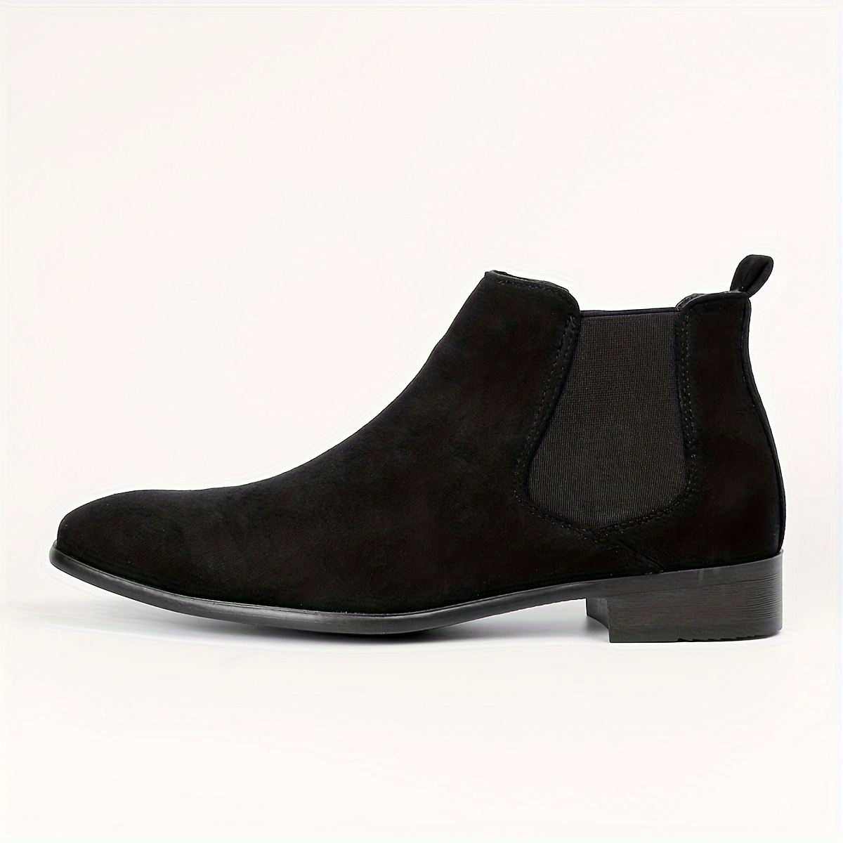 mens solid color squared toe chelsea boots wear resistant anti skid slip on ankle boots for business office details 2