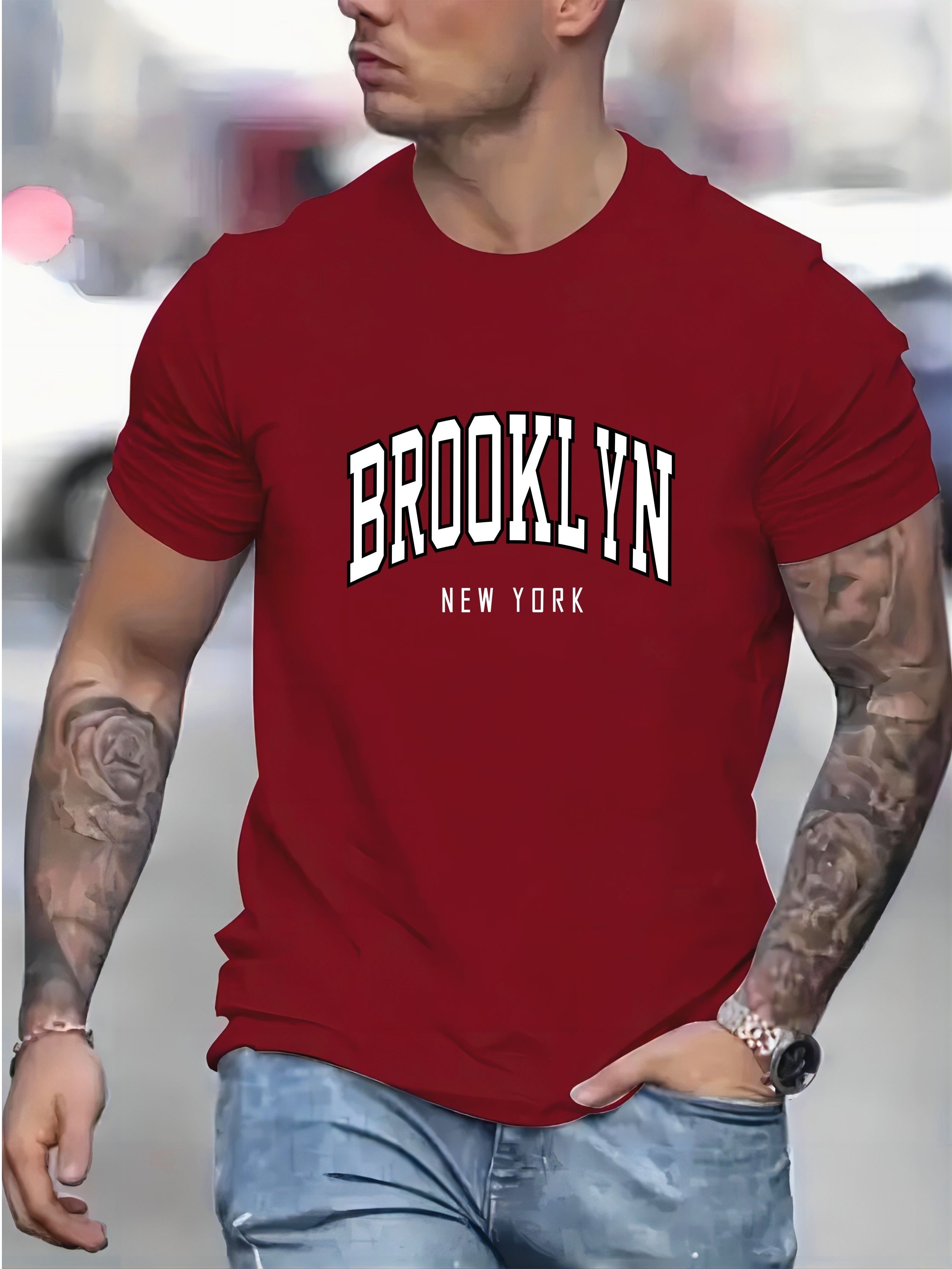 brooklyn new york print mens graphic t shirt casual comfy tees for summer mens clothing details 15