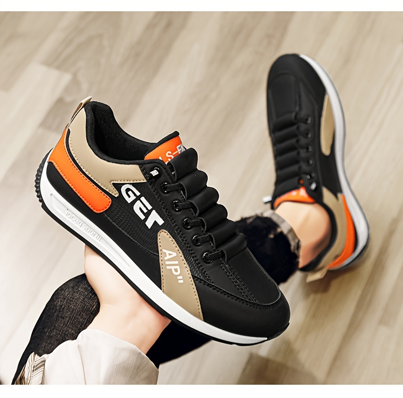 mens trendy versatile sneakers casual durable slip resistant comfy lace up sneakers for outdoor activities details 2
