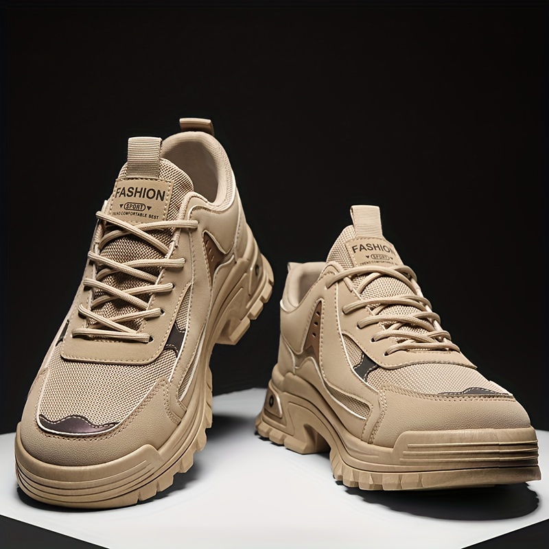 mens casual sneakers with pu leather uppers wear resistant ati skid lace up shoes for outdoor daily details 6