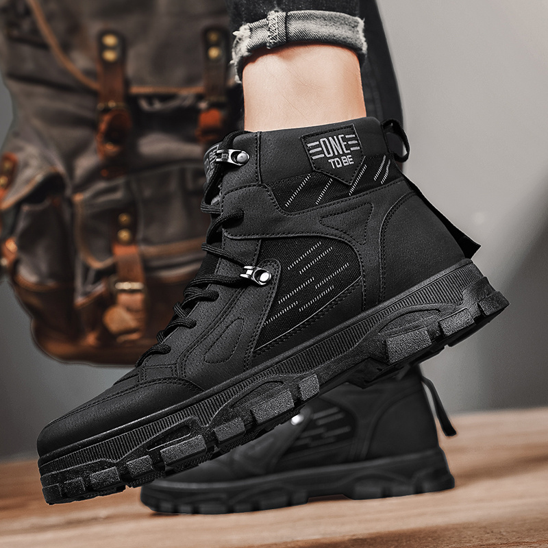 mens comfortable breathable durable lace up boots hiking boots for winter details 9