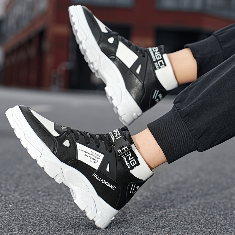 mens trendy work boots windproof anti skid high top lace up shoes with thick sole for outdoor walking running hiking autumn and winter details 7