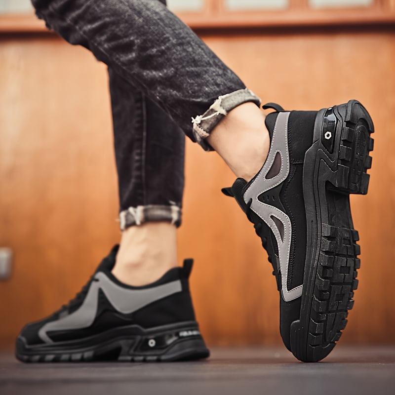 mens casual sneakers with pu leather uppers wear resistant ati skid lace up shoes for outdoor daily details 17