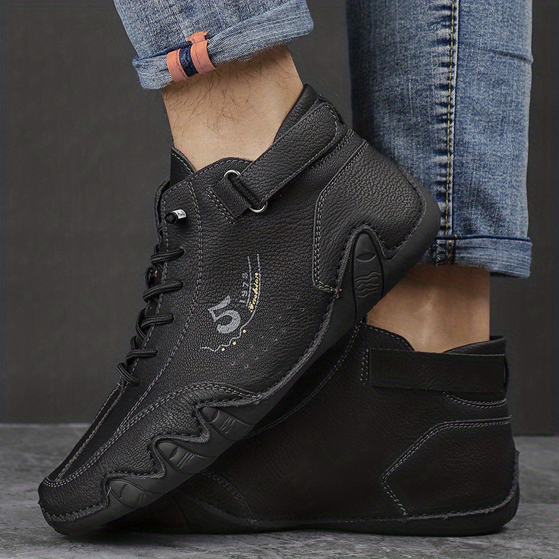 mens lace up ankle boots casual walking shoes with embossed numbers details 2