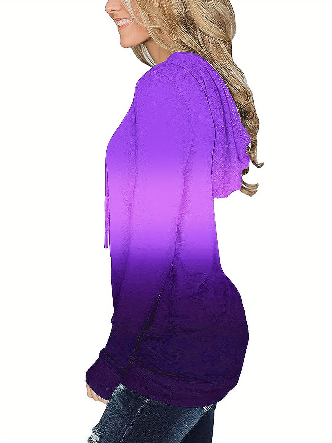 ombre kangaroo pocket hoodie casual long sleeve drawstring hoodies sweatshirt womens clothing details 18