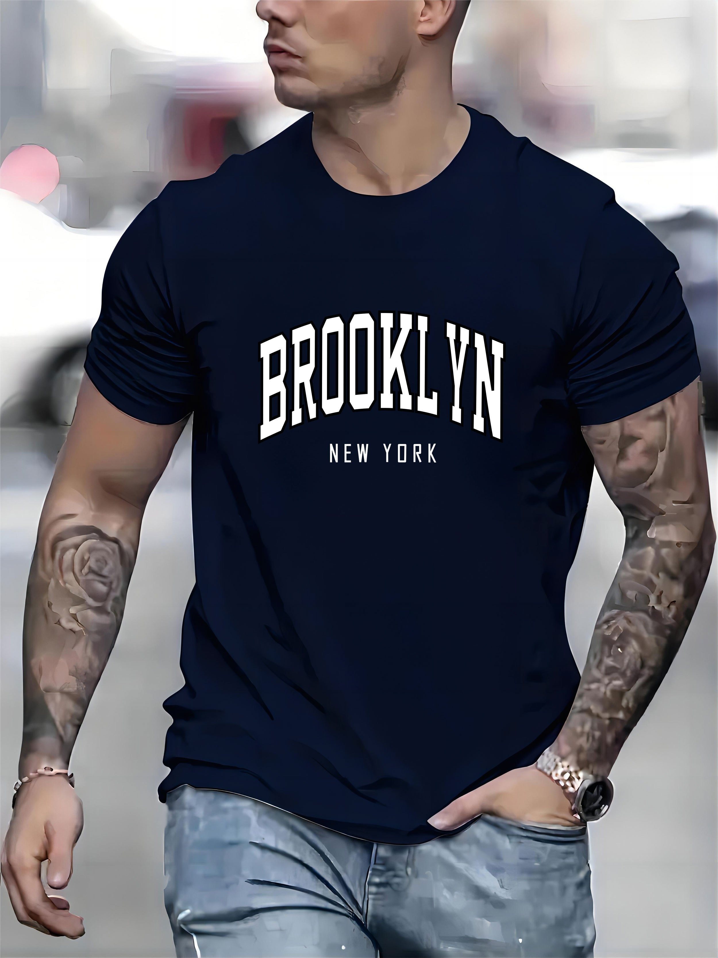 brooklyn new york print mens graphic t shirt casual comfy tees for summer mens clothing details 20
