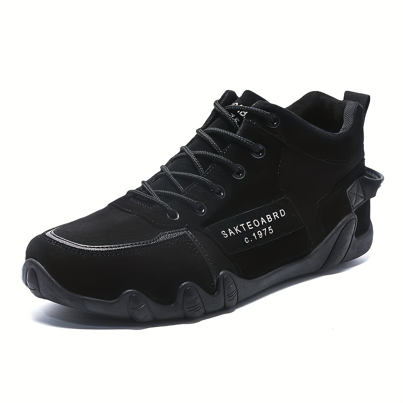 mens leather lace up sneaker wear resistant comfortable soft sole shoes casual non slip sneakers for spring autumn details 6