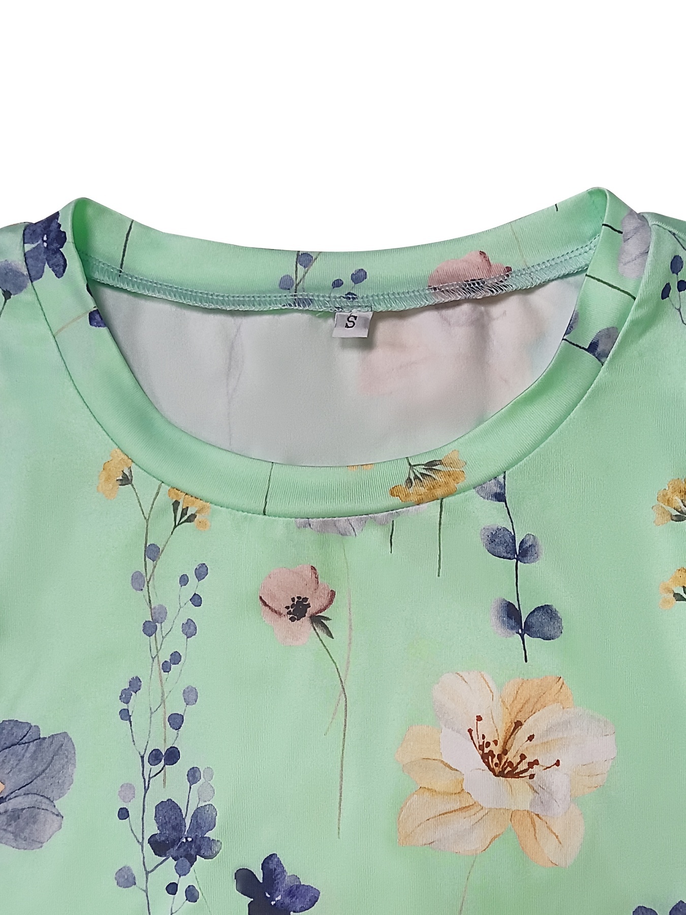 floral print sweatshirt casual long sleeve crew neck sweatshirt for spring fall womens clothing details 3