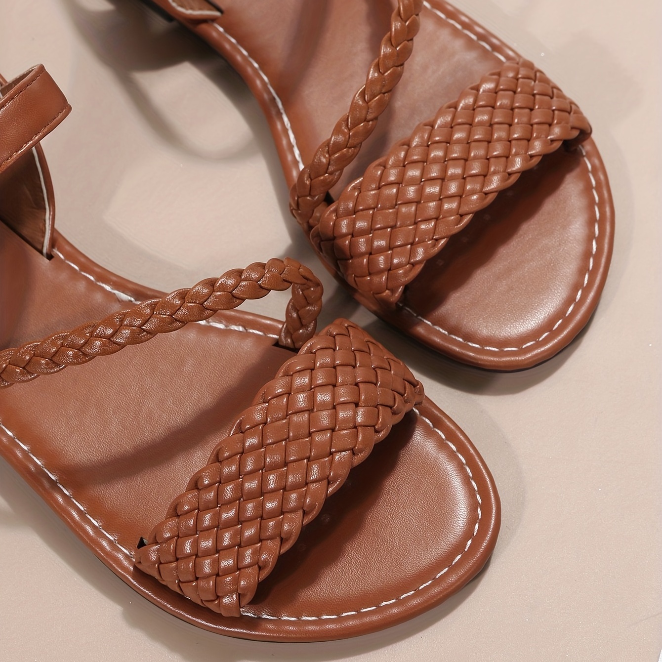 womens braided belt sandals casual ankle buckle strap flat sandals womens summer beach sandals details 8