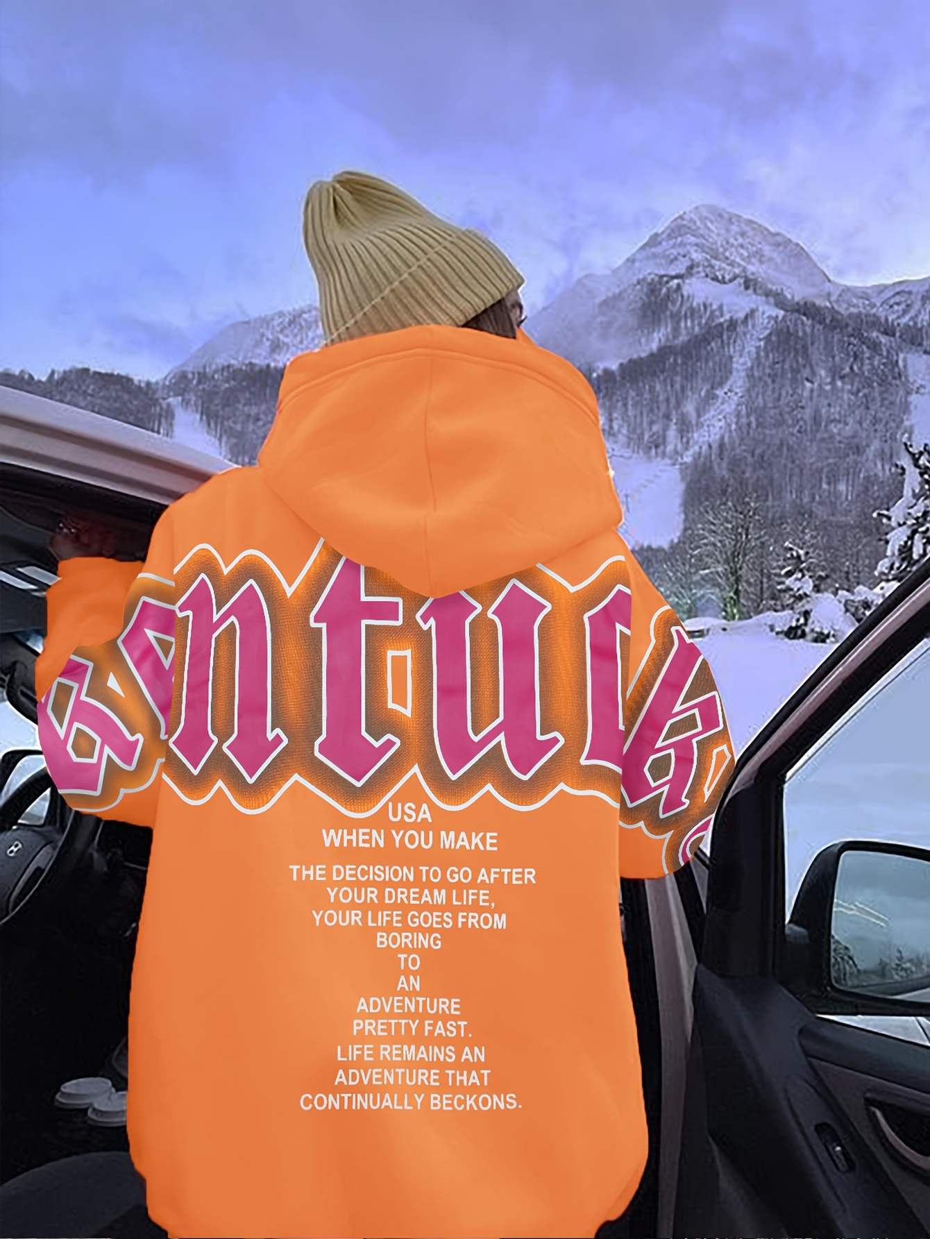 letter print loose hoodie casual long sleeve hoodies sweatshirt womens clothing details 13