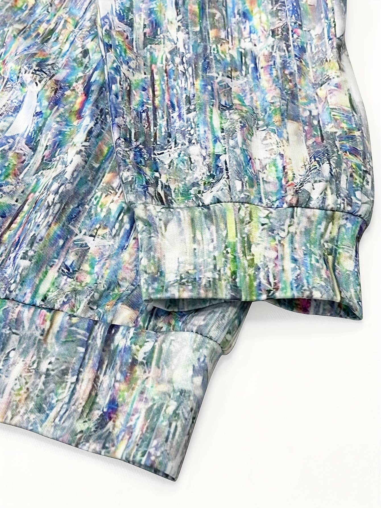 allover print zip up hoodie, allover print zip up hoodie casual long sleeve drawstring hoodies sweatshirt womens clothing details 2