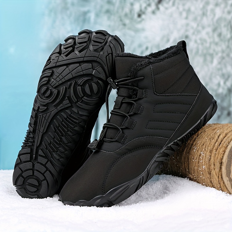 mens hiking boots warm plush lining durable non slip comfortable snow boots outdoor shoes for hiking climbing hunting trekking fall winter details 2