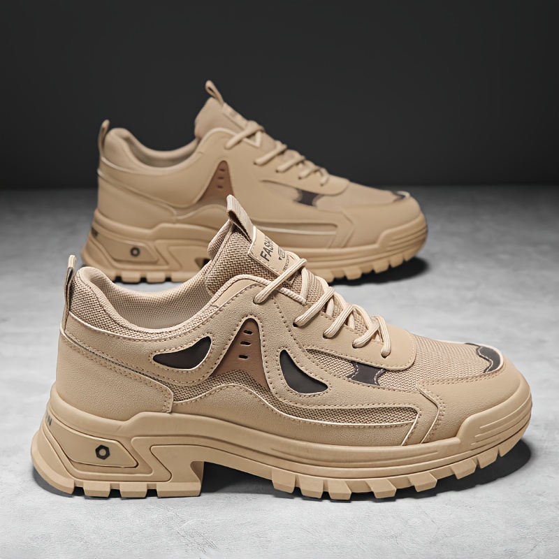 mens casual sneakers with pu leather uppers wear resistant ati skid lace up shoes for outdoor daily details 3