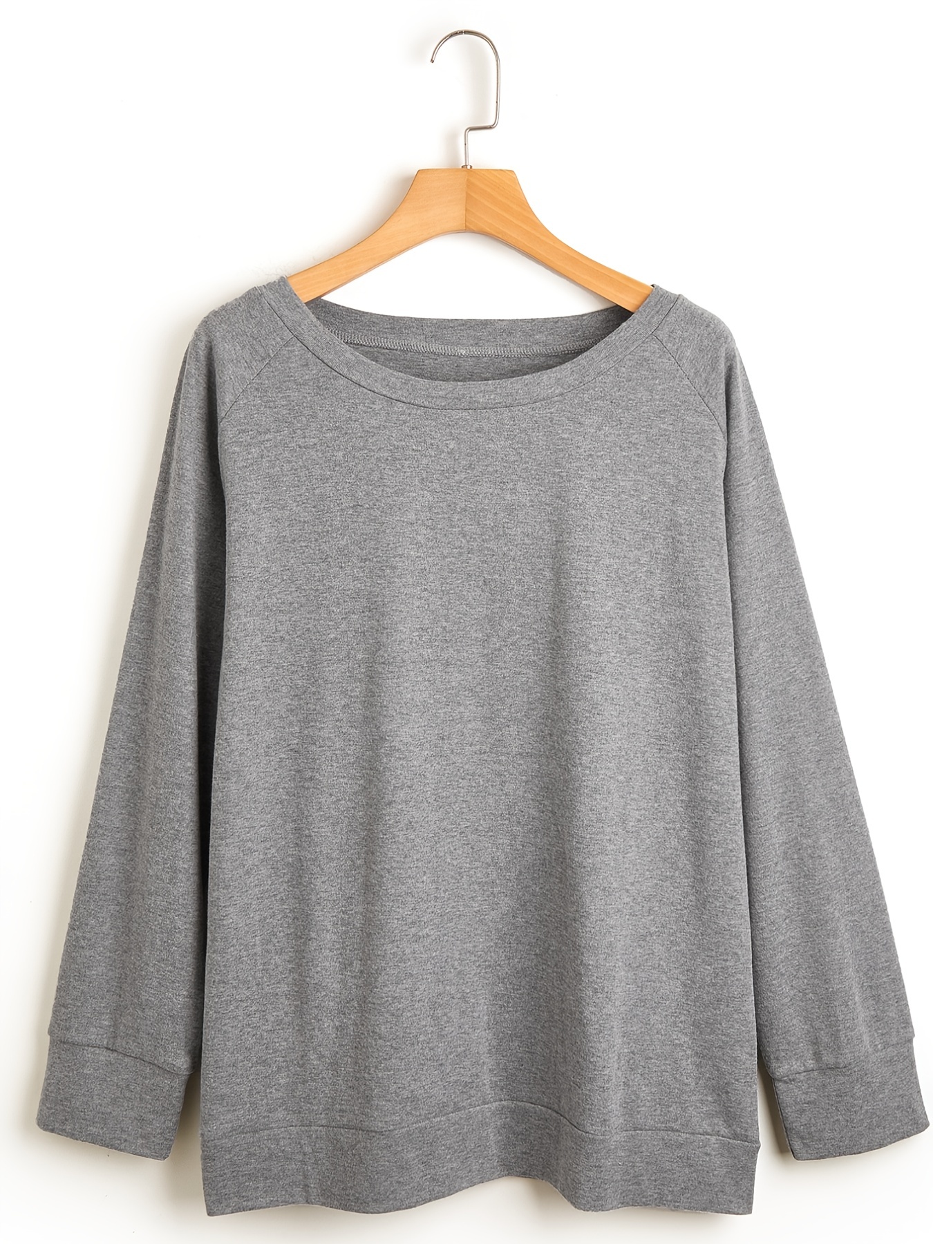 solid pullover sweatshirt long sleeve crew neck sweatshirt casual tops for fall winter womens clothing details 16