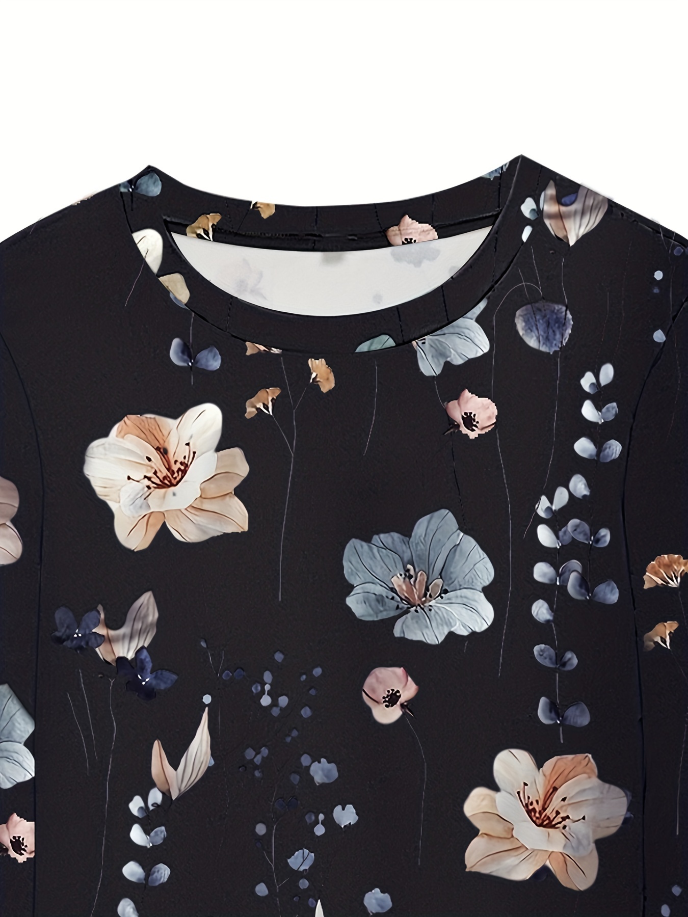 floral print sweatshirt casual long sleeve crew neck sweatshirt for spring fall womens clothing details 18
