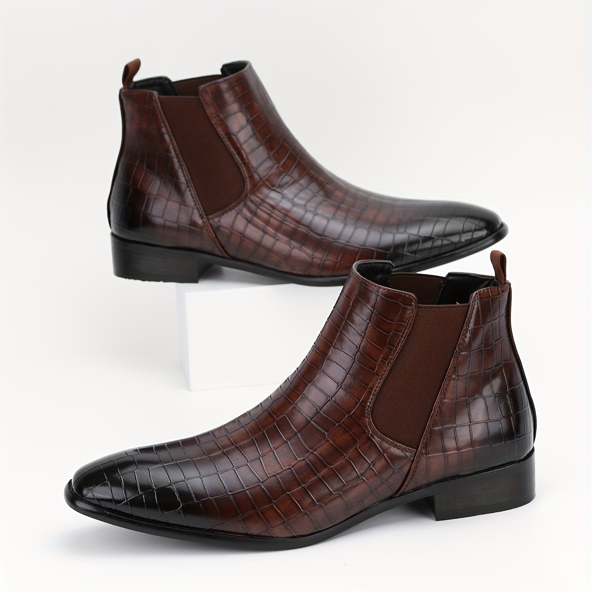 mens fashion pointed toe chelsea boots versatile anti skid slip on ankle boots for outdoor spring and autumn details 4