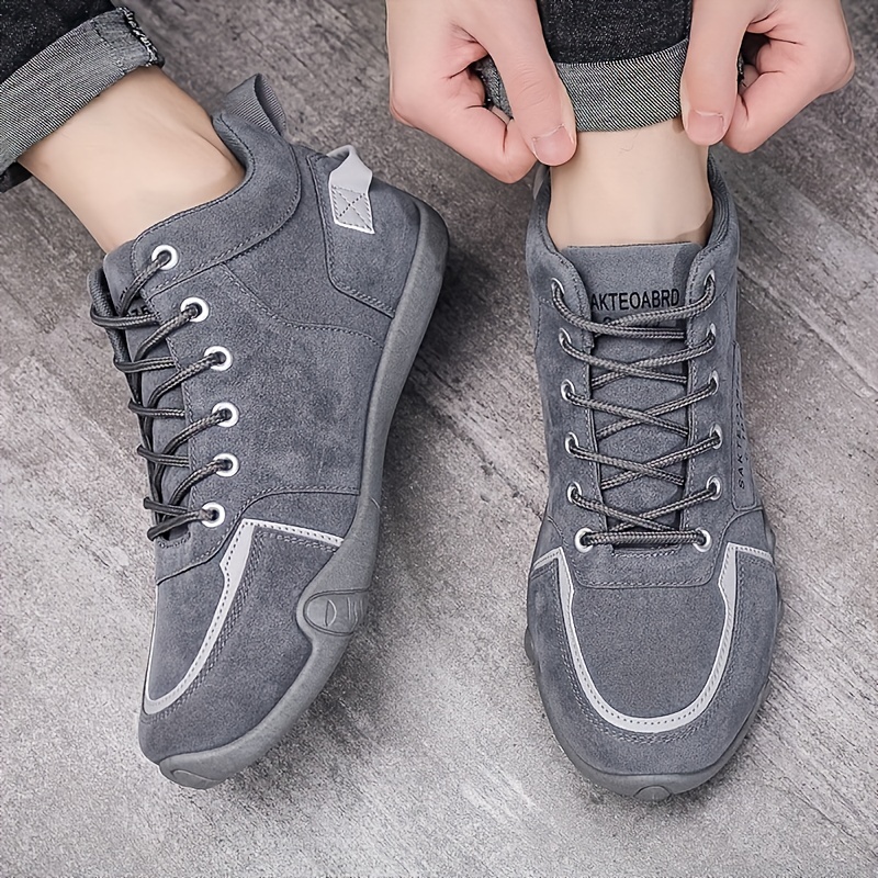 mens leather lace up sneaker wear resistant comfortable soft sole shoes casual non slip sneakers for spring autumn details 4