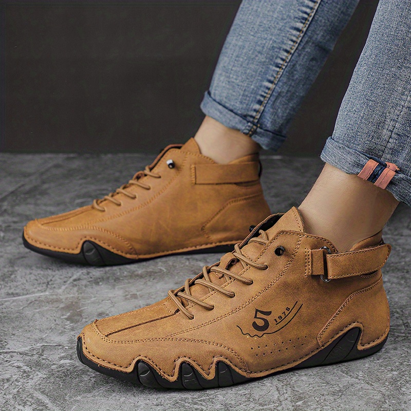 mens lace up ankle boots casual walking shoes with embossed numbers details 3